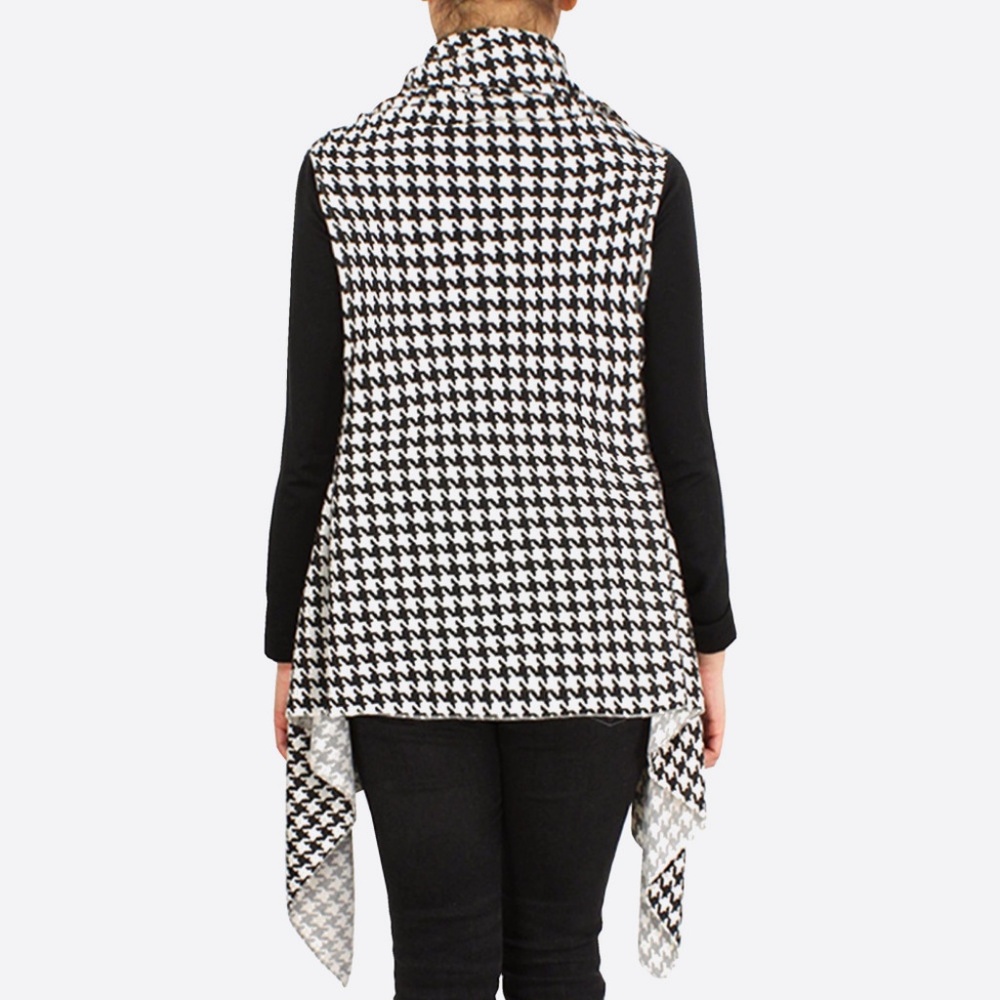 NWT **BOUTIQUE** HOUNDSTOOTH LONG VEST OSFA - Picture 2 of 4